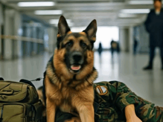 People at the airport saw a uniformed man lying on the ground with a German Shepherd beside him: everyone was shocked when they heard why the animal was barking and growling at the people around him.