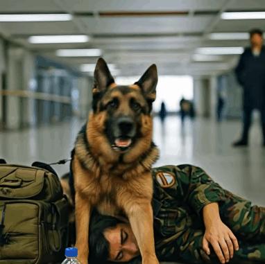 People at the airport saw a uniformed man lying on the ground with a German Shepherd beside him: everyone was shocked when they heard why the animal was barking and growling at the people around him. People at the airport saw a uniformed man lying on the ground with a German Shepherd beside him: everyone was shocked when they heard why the animal was barking and growling at the people around him.